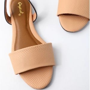 Ladies toffee beige snake print slingback sandals